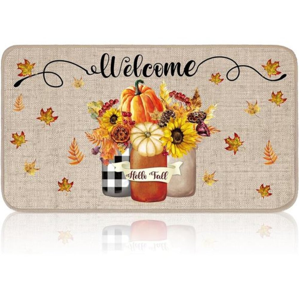 Timgle Winter Fall Door Mat Non Slip Farmhouse Welcome‎ Mats Outdoor Indoor